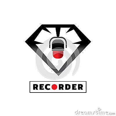 Microphone recorder with diamond icon design Vector Illustration