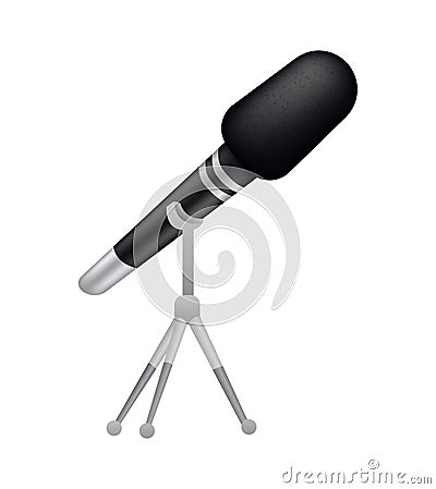 Microphone. Recorder or dictaphone for reporters. Record for multimedia. Professional media music studio equipment Vector Illustration