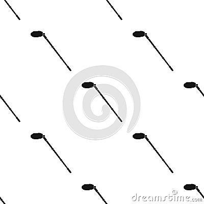 Microphone on the rod. Making movie single icon in black style vector symbol stock illustration web. Vector Illustration