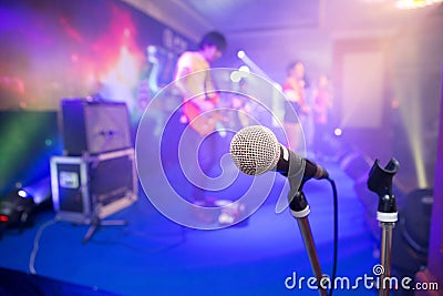 Microphone for singers on stage Editorial Stock Photo