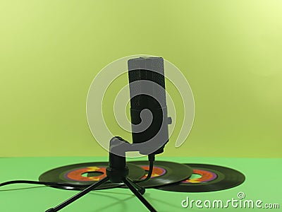 Microphone sound voice black music sing records vinyl radio Stock Photo