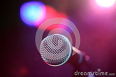 Microphone on stage Stock Photo