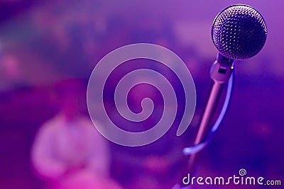 Microphone on stage Stock Photo