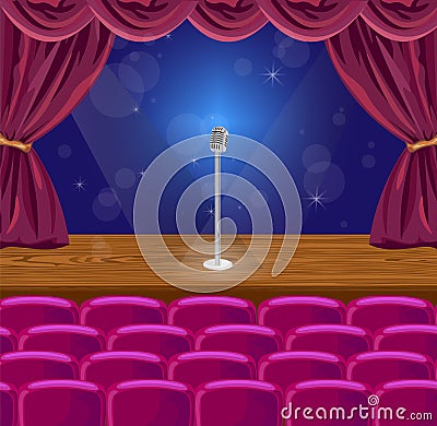 Microphone on a stage Vector Vector Illustration