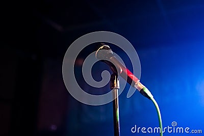 Microphone on a stand in the club Stock Photo