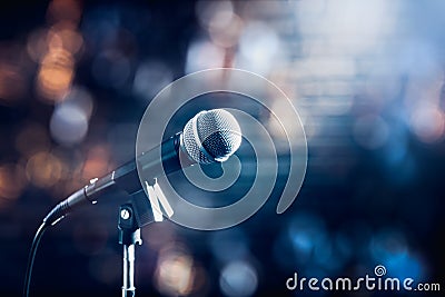 Microphone on a stage Stock Photo