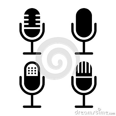 Microphone vector icons. podcast icon vector. Voice vector icon. Record studio Symbol. Vector Illustration