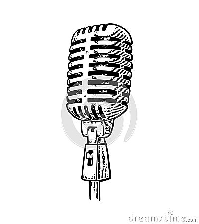 Microphone. Vintage vector black engraving illustration Vector Illustration