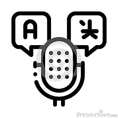 Microphone Voice Device Icon Thin Line Vector Vector Illustration