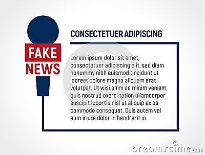 Microphone wire frame with text, fake news, false broadcast vector illustration. Newsletter template, vector Vector Illustration