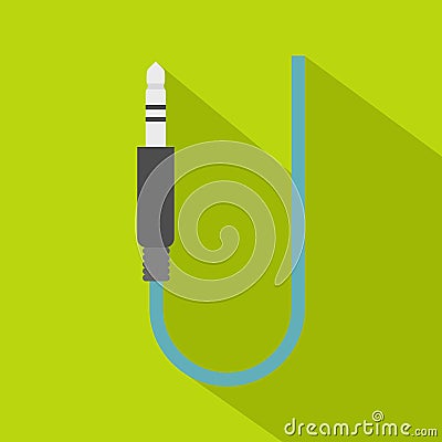 Microphone wire icon, flat style Vector Illustration