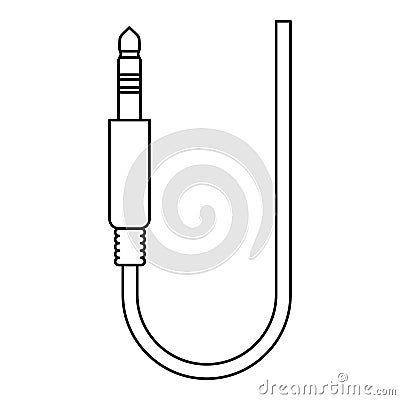 Microphone wire icon, outline style Vector Illustration