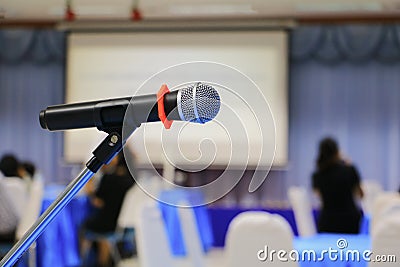 Microphone wireless in a meeting room seminar conference background: Select focus with shallow depth of field Stock Photo