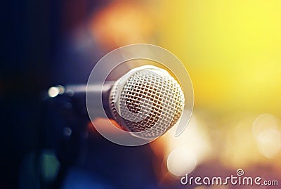 Microphone with blur background Stock Photo