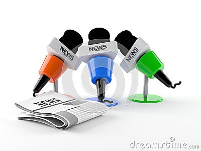 Microphones with newspaper Stock Photo