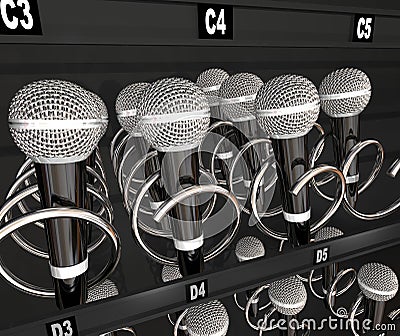 Microphones Vending Snack Machine Talent Singing Competition Stock Photo