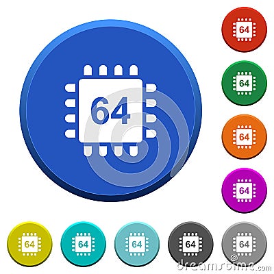 Microprocessor 64 bit architecture beveled buttons Stock Photo