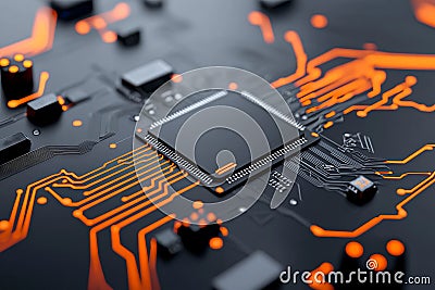 Microprocessor future. Quantum computing, big data, database technology. Advances in CPU and microprocessor technology Stock Photo