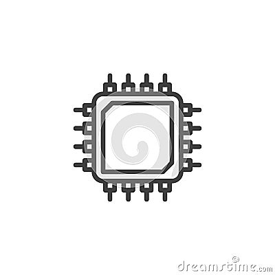 Microprocessor, Microchip line icon Vector Illustration