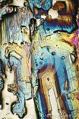 Microscope-Art with blazing Crystals Stock Photo