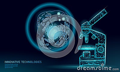 Microscope artificial cell synthesis animal human designer cell biochemistry. Engineering GMO research concept. Macro Vector Illustration