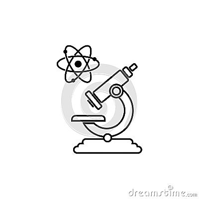 Microscope and atomic orbitals vector icon Vector Illustration