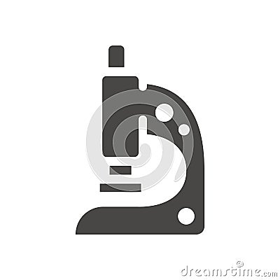 Microscope black vector icon. Simple science symbol. Vector Illustration