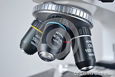 Microscope closeup Stock Photo