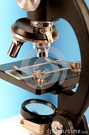 Microscope with an empty slide on Stock Photo