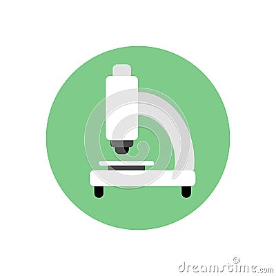 Microscope flat icon. Round colorful button, Science research circular vector sign, logo illustration Vector Illustration