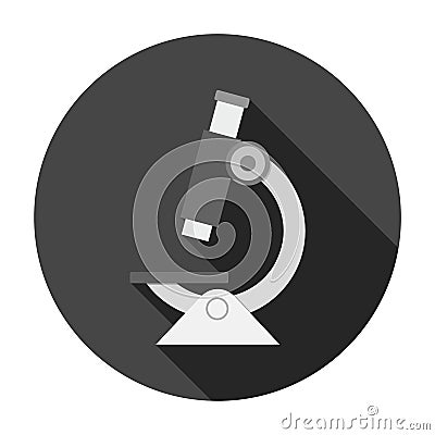 Microscope icon with long shadow Vector Illustration