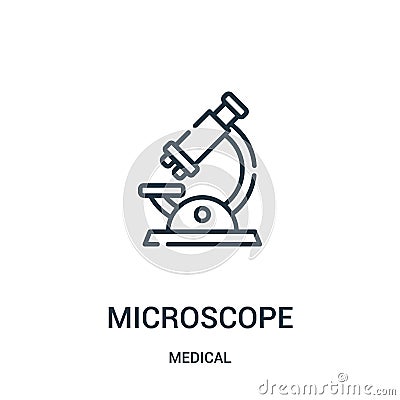 microscope icon vector from medical collection. Thin line microscope outline icon vector illustration Vector Illustration