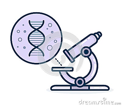 Microscope increases dnk. Vector flat Vector Illustration