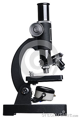 Microscope isolated on white background Stock Photo
