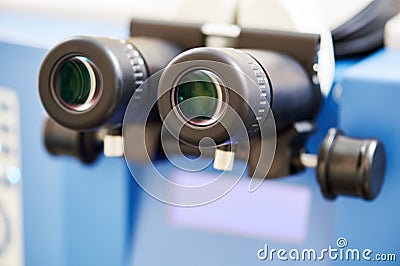 Microscope for ophthalmological eye correction laser operation Stock Photo