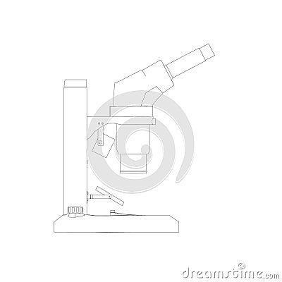 Microscope Outline From Black Lines Isolated On White Background