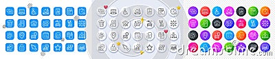 Microscope, Restructuring and Cash transit line icons. For web app, printing. Line icons. Vector Vector Illustration