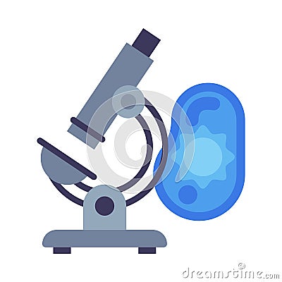 Microscope School or Scientific Research Equipment Flat Style Vector Illustration Isolated on White Background Vector Illustration