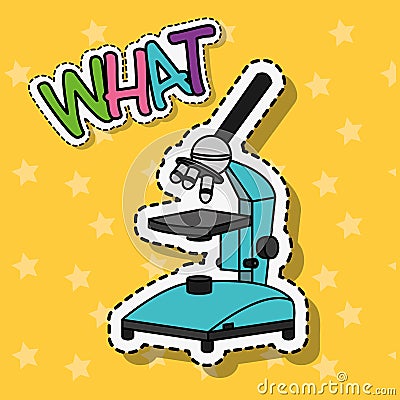 Microscope school tool patch sticker Vector Illustration