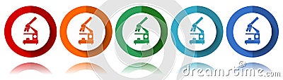 Microscope, science and research vector icons, flat icon set for logo design, webdesign and mobile applications, colorful web Vector Illustration