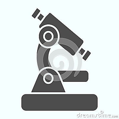 Microscope solid icon. Chemistry or biology tool vector illustration isolated on white. Laboratory scope glyph style Vector Illustration