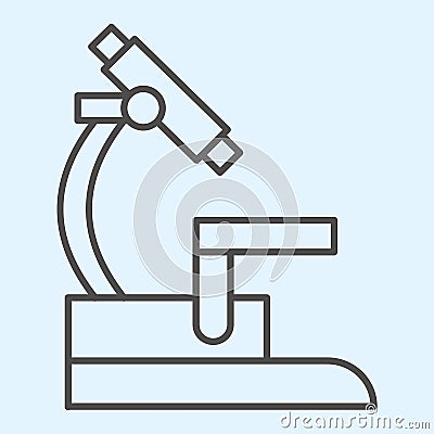 Microscope thin line icon. Biochemistry and microbiology medical equipment. Health care vector design concept, outline Vector Illustration