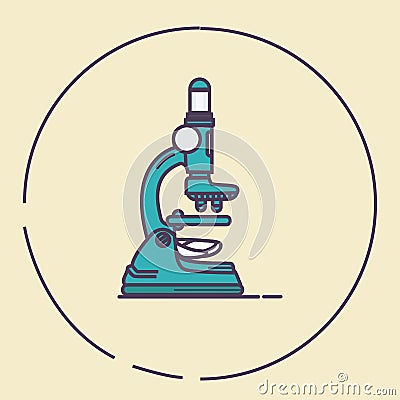 Microscope vintage retro line art lab tools instrument of education microbiology Vector Illustration