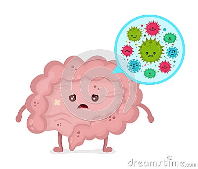 Microscopic bad bacterias. microflora, viruses Vector Illustration