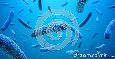 Microscopic blue bacteria Cartoon Illustration