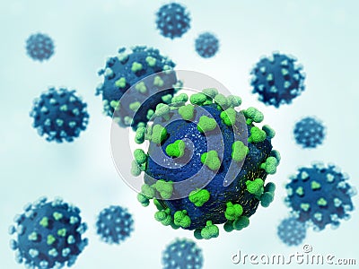 Virus cells invading host organism microscopic image Stock Photo