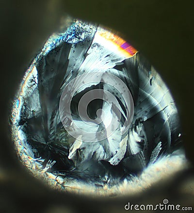 Microscopic crystals in sulfur Stock Photo