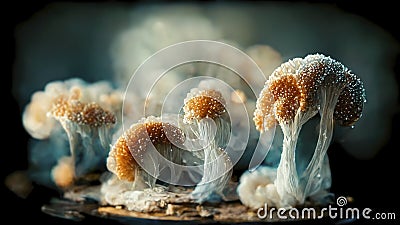Microscopic fungi mycelium, illustration Cartoon Illustration