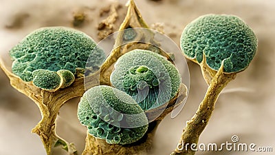Microscopic fungi mycelium, illustration Cartoon Illustration