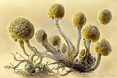 Microscopic fungi mycelium, illustration Cartoon Illustration